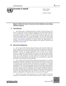 Report of the Secretary-General on the situation concerning Western Sahara Distr.: General 10 April 2017 Original: English