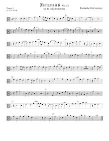 Partition ténor viole de gambe 1, alto clef, Fantasia a 6, No.42