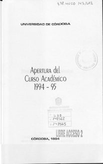 Apertura del curso académico 1994-1995: memoria del curso académico 1993-1994