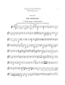 Partition violons II, Die Jahreszeiten, The Seasons, Haydn, Joseph