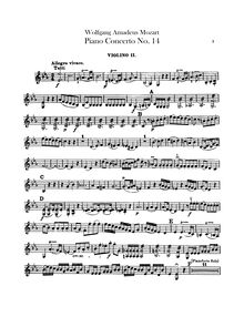 Partition violons II, Piano Concerto No.14, Piano Concerto No.14 par Wolfgang Amadeus Mozart