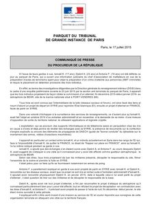 Projet d attentat au Fort Béar : communiqué du Procureur de la République