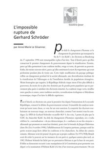 L impossible rupture de Gerhard Schröder - article ; n°1 ; vol.2, pg 29-33