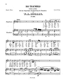 Partition complète, Das Traumbild, Wo bist du, Bild, E♭ major, Mozart, Wolfgang Amadeus par Wolfgang Amadeus Mozart