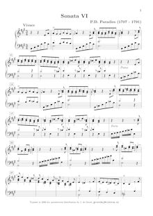 Partition complète, Sonata No.6, Paradies, Pietro Domenico par Pietro Domenico Paradies