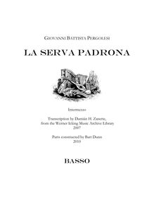 Partition Basso, La serva padrona, Intermezzo in due atti, Pergolesi, Giovanni Battista