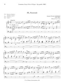 Partition , Pastorale en F major, orgue Music, Œuvres inédites de J.-N. Lemmens