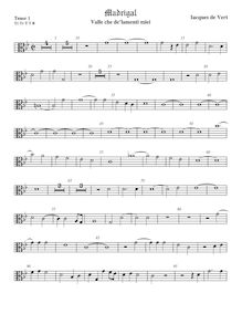 Partition ténor viole de gambe 1, alto clef, madrigaux pour 5 voix par  Giaches de Wert