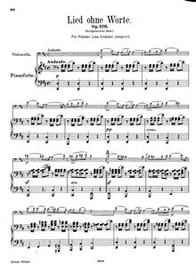 Partition de piano, Lied ohne Worte pour violoncelle et Piano, Op.109