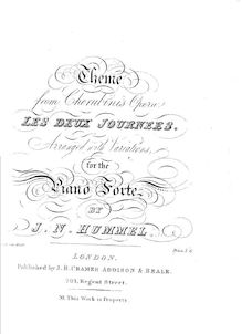Partition complète, Variations on  Les Deux Journees  by Cherubini