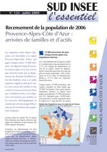 Recensement de la population de 2006  Provence-Alpes-Côte d Azur :  arrivées de familles et d actifs