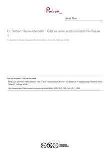 Dr Robert Heine-Geldern : Gibt es eine austroasiatische Rasse ? - article ; n°1 ; vol.20, pg 67-69