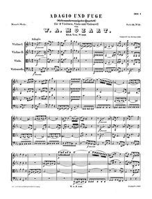 Partition complète, Adagio et Fugue, String Quartet No.27 ; Adagio und Fuge