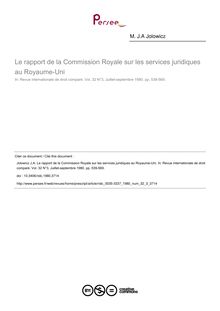 Le rapport de la Commission Royale sur les services juridiques au Royaume-Uni - article ; n°3 ; vol.32, pg 539-569