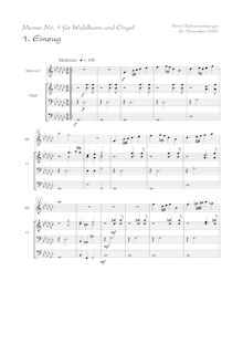 Partition Einzug (Introitus) - score avec cor en C, Messe Nr. 1 für Waldhorn und Orgel