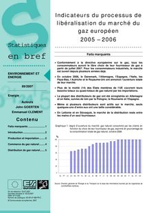 Indicateurs du processus de libéralisation du marché du gaz européen 2005 â€“ 2006
