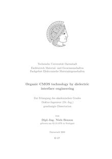 Organic CMOS technology by dielectric interface engineering [Elektronische Ressource] / von Niels Benson