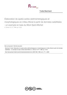 Elaboration de spatio-cartes sédimentologiques et morphologiques en milieu littoral à partir de données satellitales : un exemple en baie du Mont Saint-Michel - article ; n°1 ; vol.177, pg 51-62