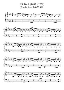 Partition complète, Prelude, Präludium, C minor, Bach, Johann Sebastian par Johann Sebastian Bach