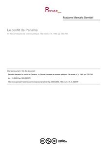 Le conflit de Panama  - article ; n°4 ; vol.15, pg 752-766