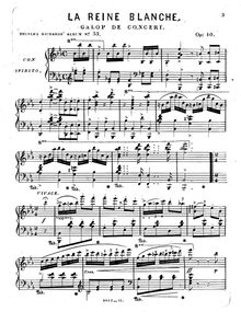 Partition complète, La reine blanche, Op.40, Galop de Concert, E♭ major