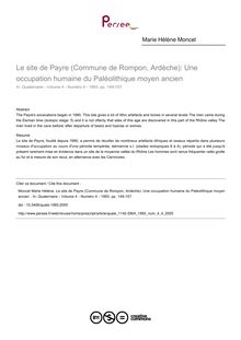 Le site de Payre (Commune de Rompon, Ardèche): Une occupation humaine du Paléolithique moyen ancien  - article ; n°4 ; vol.4, pg 149-157