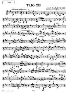 Partition de violon, 3 Piano Trios, Hob XV:18-20 (Op.36)