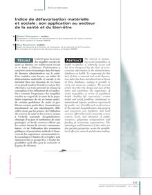 Indice de défavorisation matérielle et sociale : son application au secteur de la santé et du bien-être - article ; n°1 ; vol.2, pg 191-208