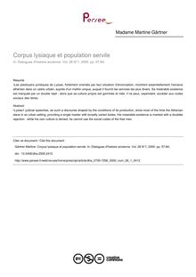 Corpus lysiaque et population servile - article ; n°1 ; vol.26, pg 57-84