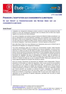 Financer l’adaptation aux changements climatiques. Ce que prévoit la convention-cadre des Nations Unies sur le changement climatique.