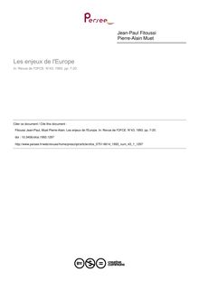 Les enjeux de l Europe - article ; n°1 ; vol.43, pg 7-20