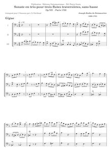 Partition I, Gigue, 6 Trio sonates, Sonates en trio pour trois flûtes traversières sans basse