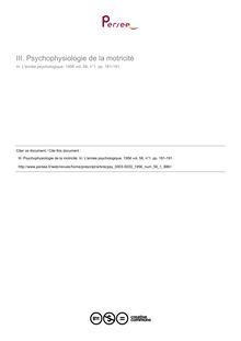 Psychophysiologie de la motricité - compte-rendu ; n°1 ; vol.56, pg 181-191