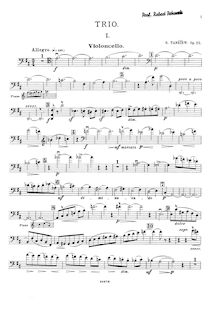 Partition de violoncelle, Piano Trio, D major, Taneyev, Sergey