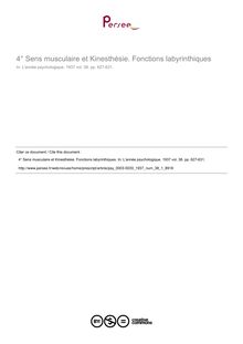 Sens musculaire et Kinesthésie. Fonctions labyrinthiques - compte-rendu ; n°1 ; vol.38, pg 627-631