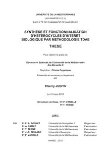 Synthèse et fonctionnalisation d hétérocycles d intérêt biologique par méthologie TDAE, Synthesis and functionalization of potentially bioactive heterocyclic compounds by TDAE methology