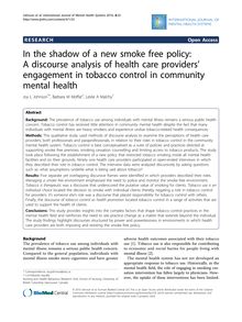 In the shadow of a new smoke free policy: A discourse analysis of health care providers  engagement in tobacco control in community mental health