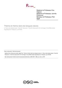 Thème et rhème dans les langues slaves - article ; n°3 ; vol.60, pg 657-663