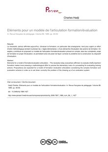 Eléments pour un modèle de l articulation formation/évaluation - article ; n°1 ; vol.86, pg 49-59
