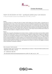 Islam et révolution en Iran : quelques pistes pour une lecture - article ; n°1 ; vol.29, pg 109-130