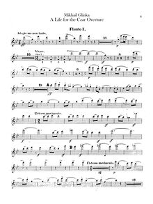 Partition flûte 1, 2, A Life pour pour Tsar, Ivan Susanin, Glinka, Mikhail