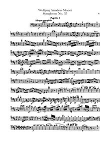 Partition basson 1, 2, Symphony No.35, Haffner Symphony, D major