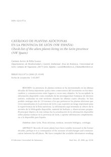 Catálogo de plantas alóctonas en la provincia de León (NW Spain)