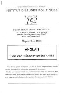 Anglais 1999 IEP Toulouse - Sciences Po Toulouse