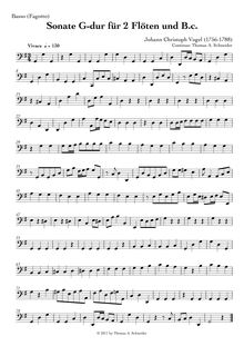 Partition violoncelle (basson)/Double basse, Trio Sonata en G major