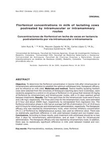 Florfenicol concentrations in milk of lactating cows postreated by intramuscular or intramammary routes