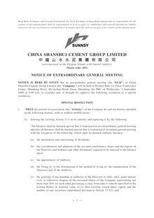 CHINA SHANSHUI CEMENT GROUP LIMITED 中 國 山 水 水 泥 集 團 有  限 ...
