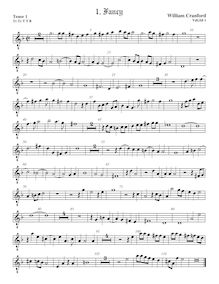Partition ténor viole de gambe 1, octave aigu clef, fantaisies pour 5 violes de gambe par William Cranford