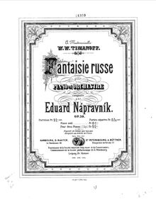 Partition complète, Fantaisie Russe, Op.39, Nápravník, Eduard par Eduard Nápravník