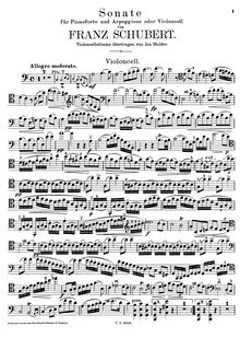 Partition de violoncelle, Sonata pour Arpeggione et Piano, D.821